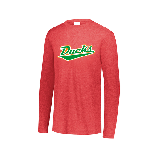 [FTLCUBRD-AXS-LOGO1] Decker Men's Tri-Blend T-Shirt - Long Sleeve (Adult XS, Red, Logo 1)