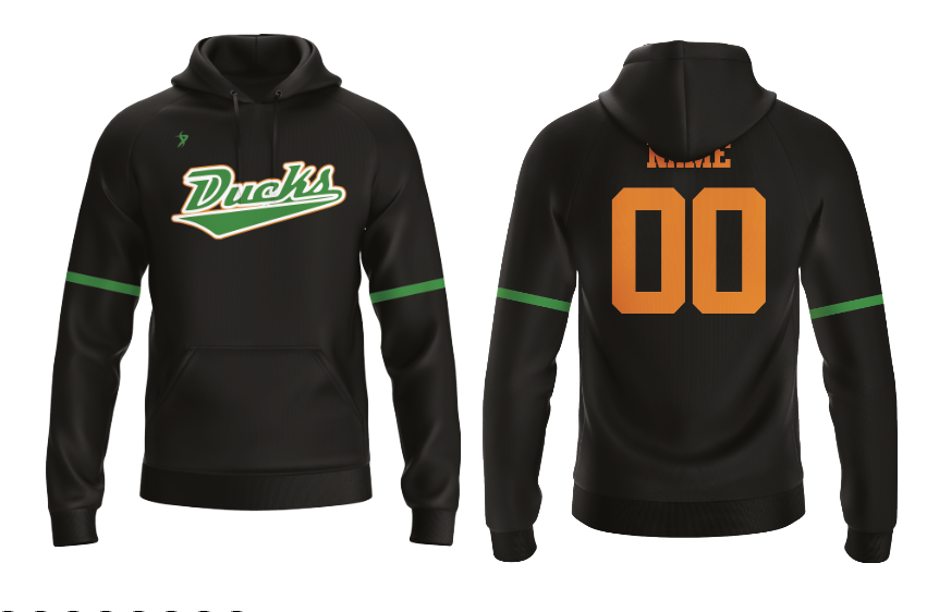 Old School Ducks 12U - Black Hoodie (Name & Number)
